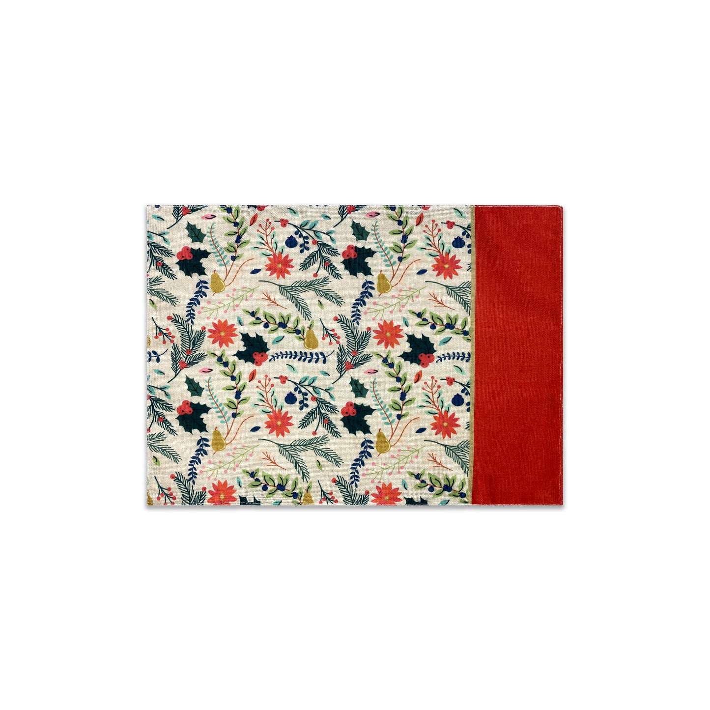 Winter Holiday Christmas 6 Piece Placemat Set ( GREEN & RED )