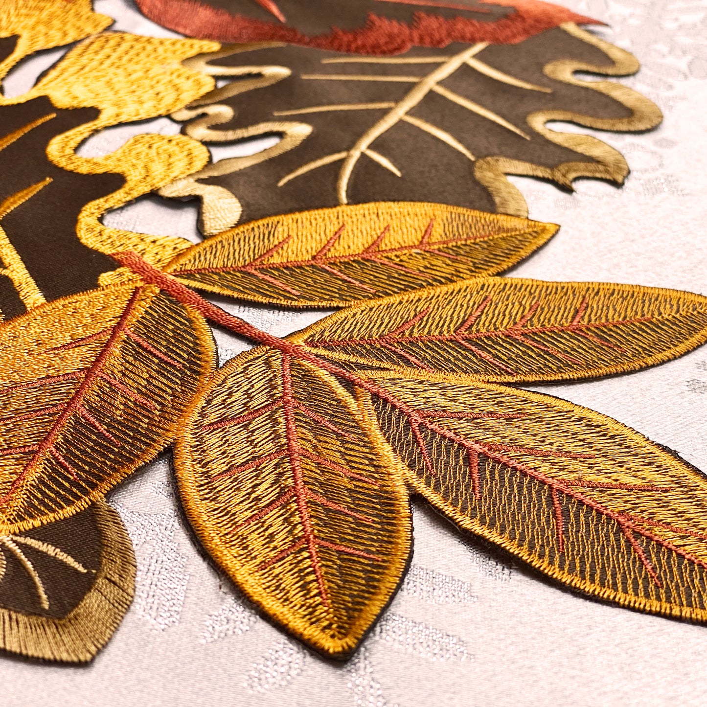 Autumn Leaves Embroidered Cutwork 34-Inch Table Runner, Harvest Fall Centerpiece, holiday celebration decor, gift for her,Housewarming Gift